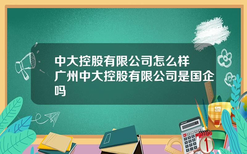 中大控股有限公司怎么样 广州中大控股有限公司是国企吗